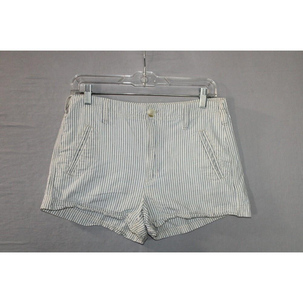 American Eagle Cream Navy Striped Shorts Womens 10 Coastal Beach